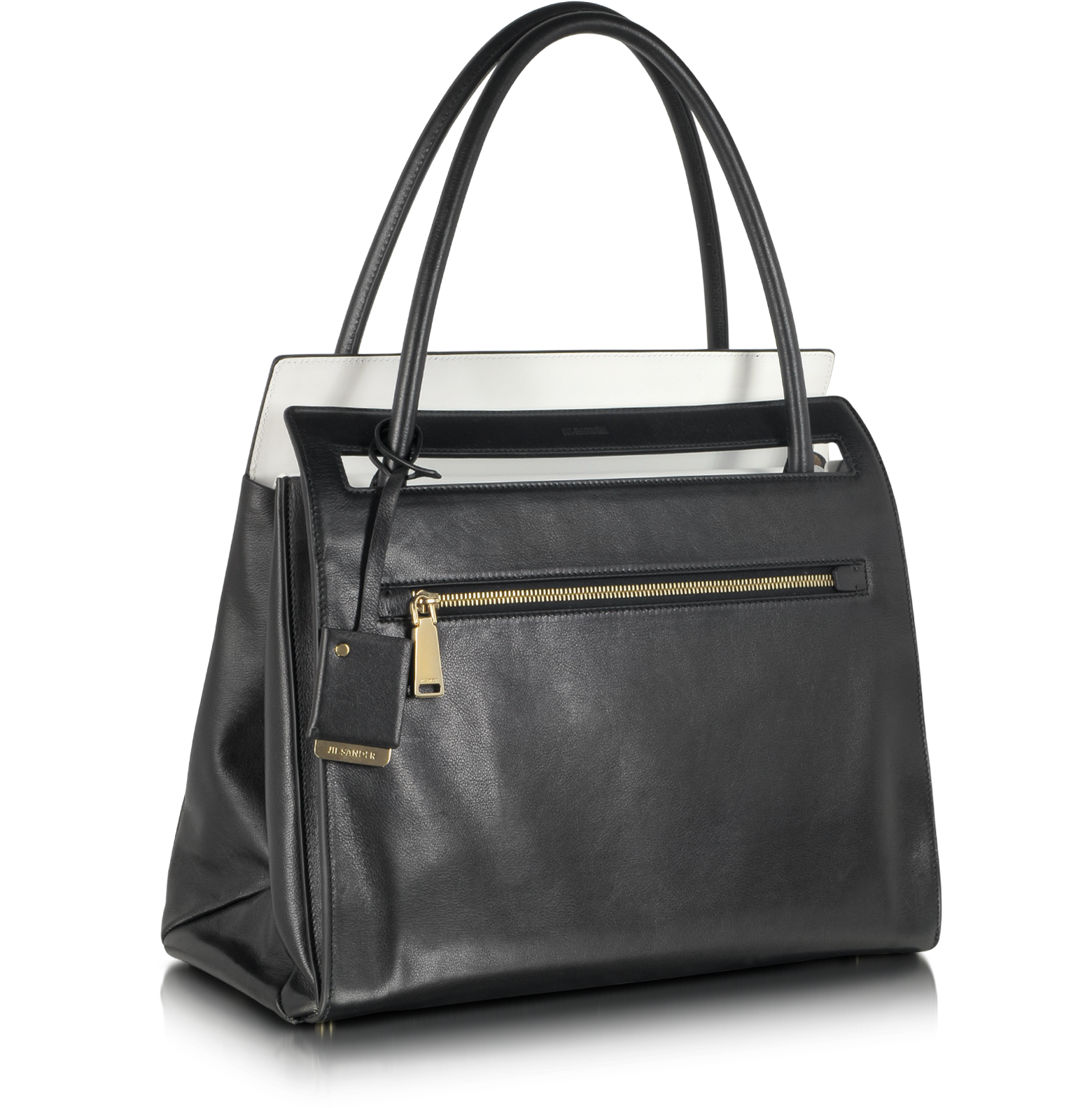 Jil Sander Paterson Black Leather Tote at FORZIERI