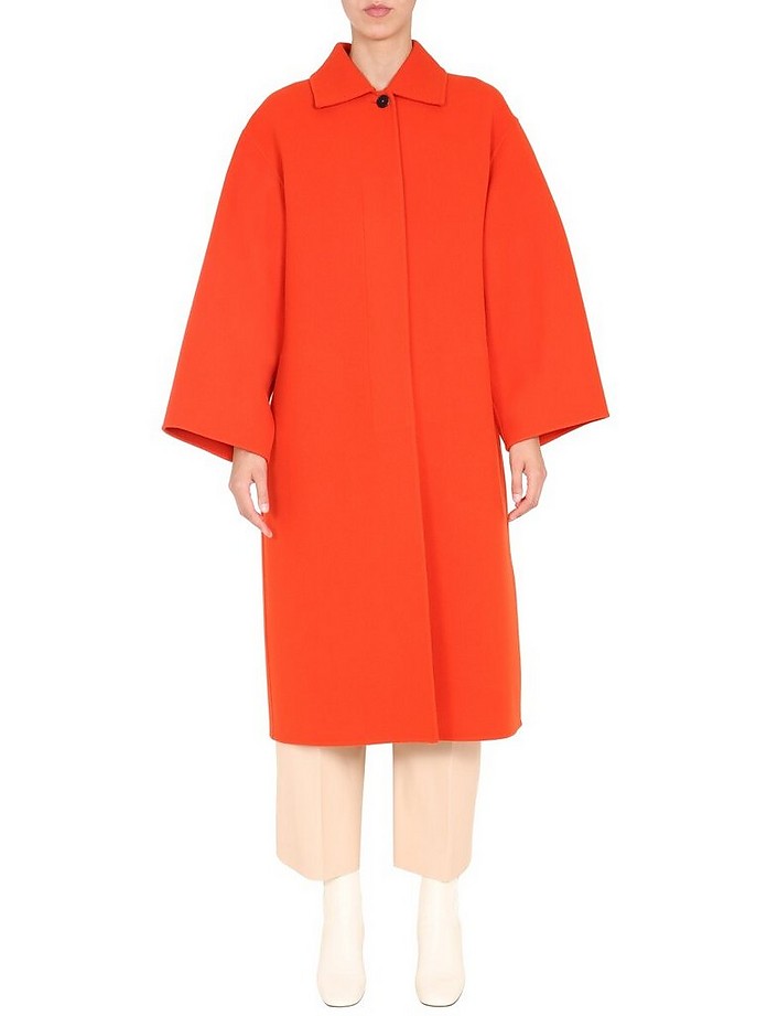 Bright Orange Wool Oversize Fit Coat - Jil Sander