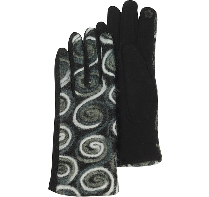 Black & White Embroidery Touchscreen Women's Gloves - Julia Cocco'