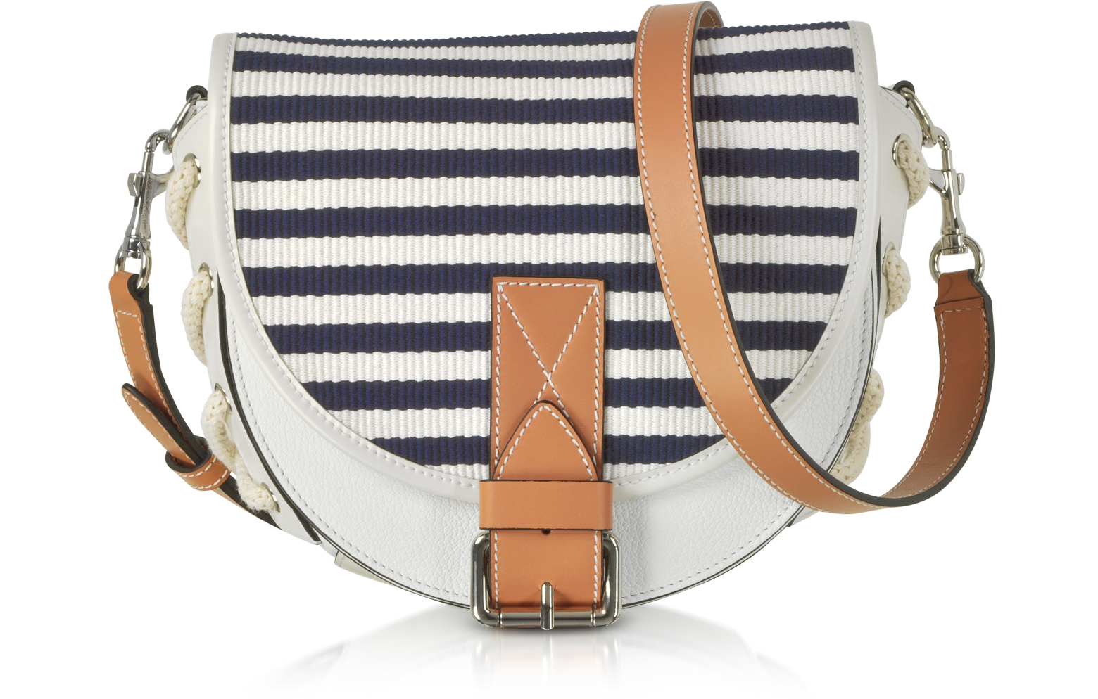JW Anderson White Small Bike Striped Canvas Shoulder Bag at FORZIERI