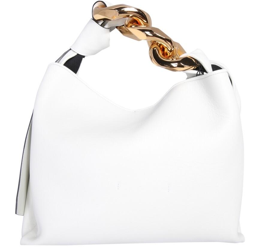 JW Anderson - JW Anderson Small Chain Hobo Bag in Off White/Silver Chain - Hampden Clothing