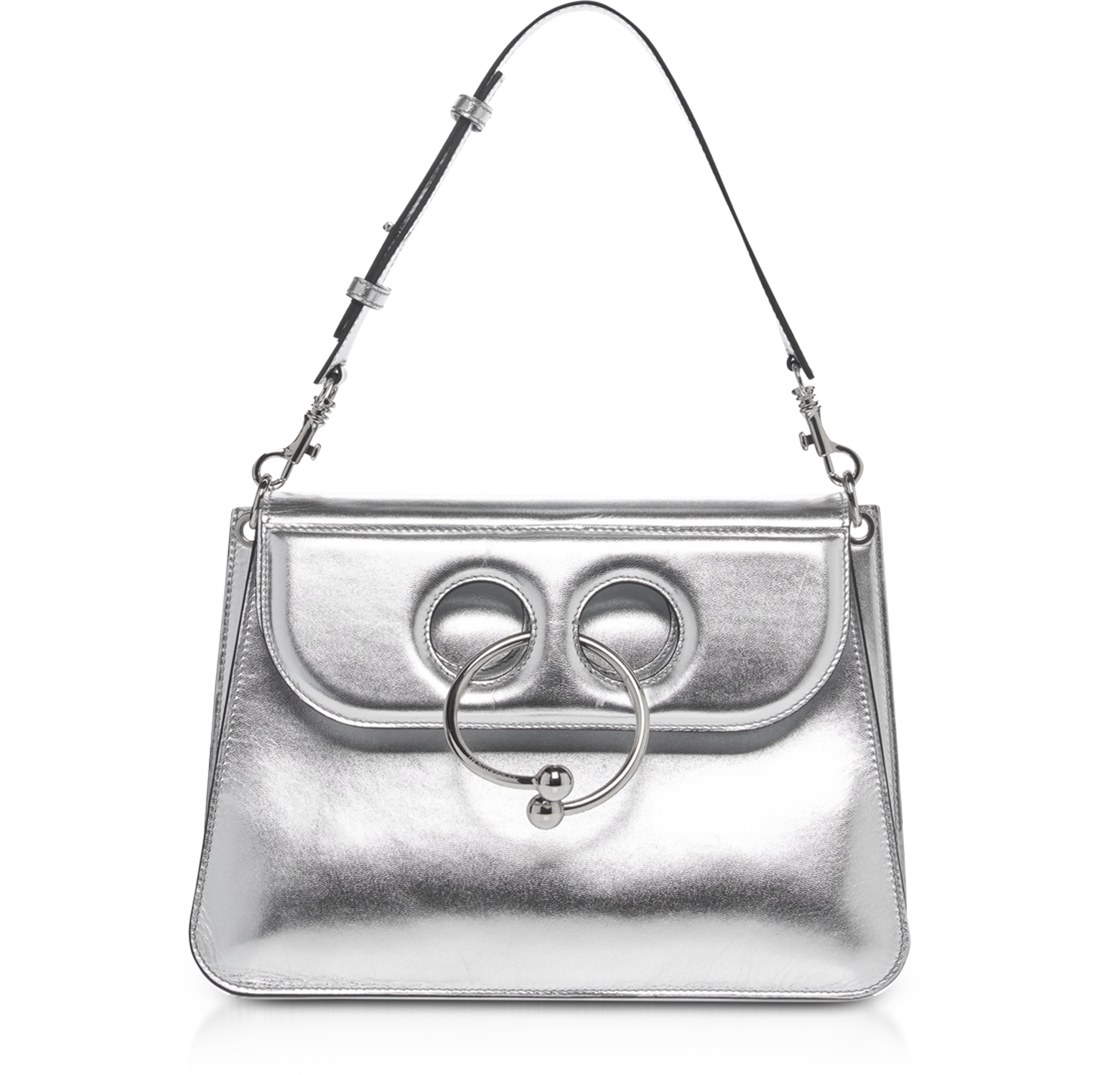 silver leather bag