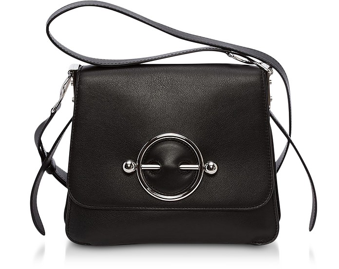 Black Suede and Calf Leather Disc Bag - JW Anderson