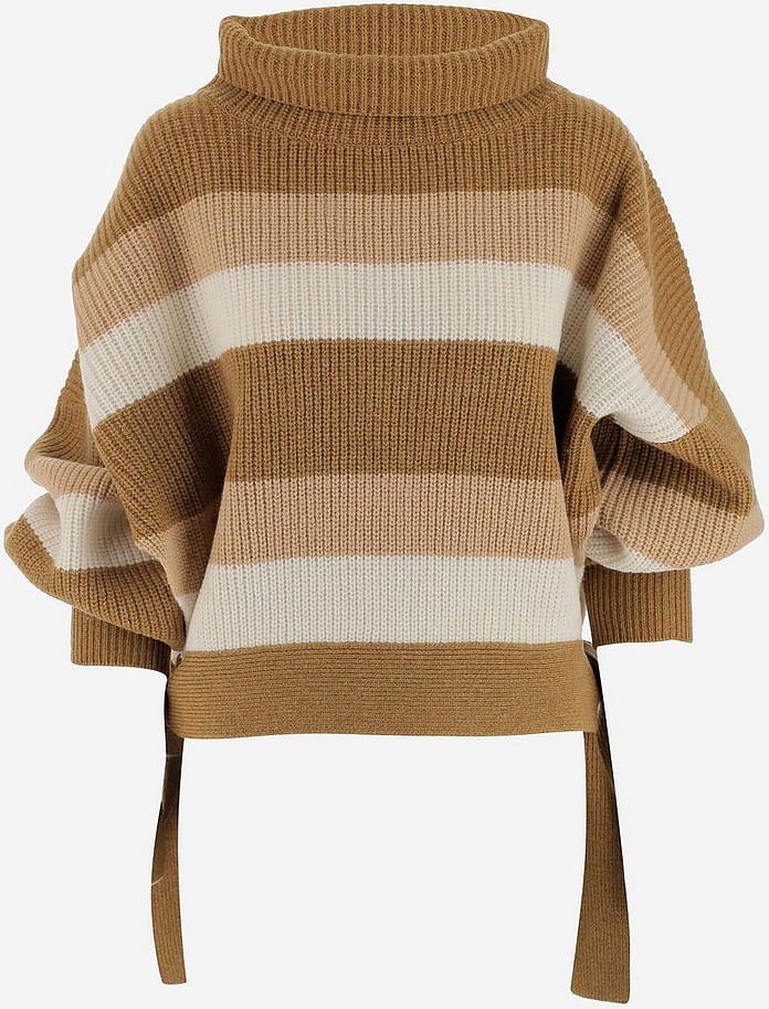 Striped Merino Wool Women's Turtleneck Sweater - JW Anderson