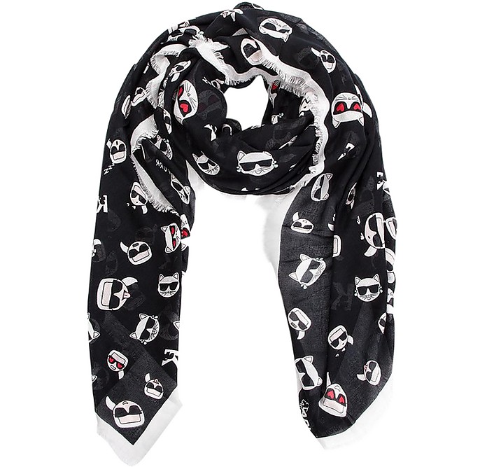 K/Ikonik Allover Print Modal and Cashmere Stole - Karl Lagerfeld