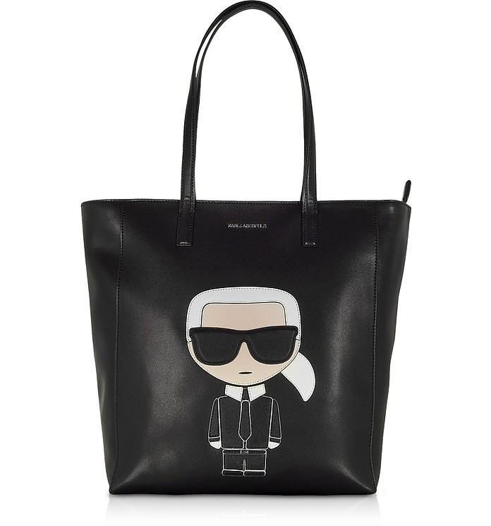 K/Ikonik Soft Shopper in Pelle Nera - Karl Lagerfeld