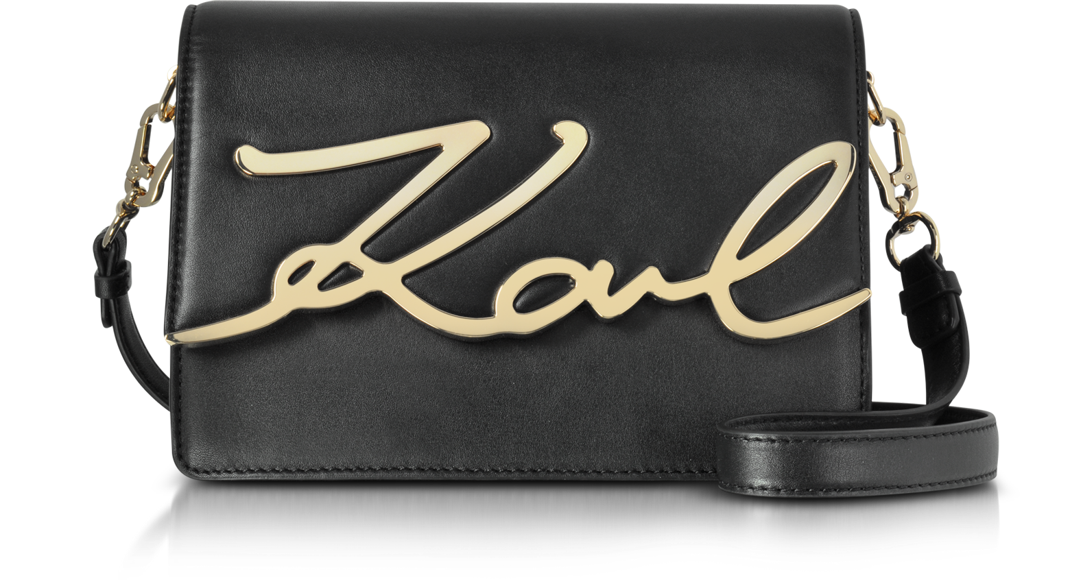 Karl Lagerfeld - Authenticated Clutch Bag - Leather Black Plain for Women, Very Good Condition