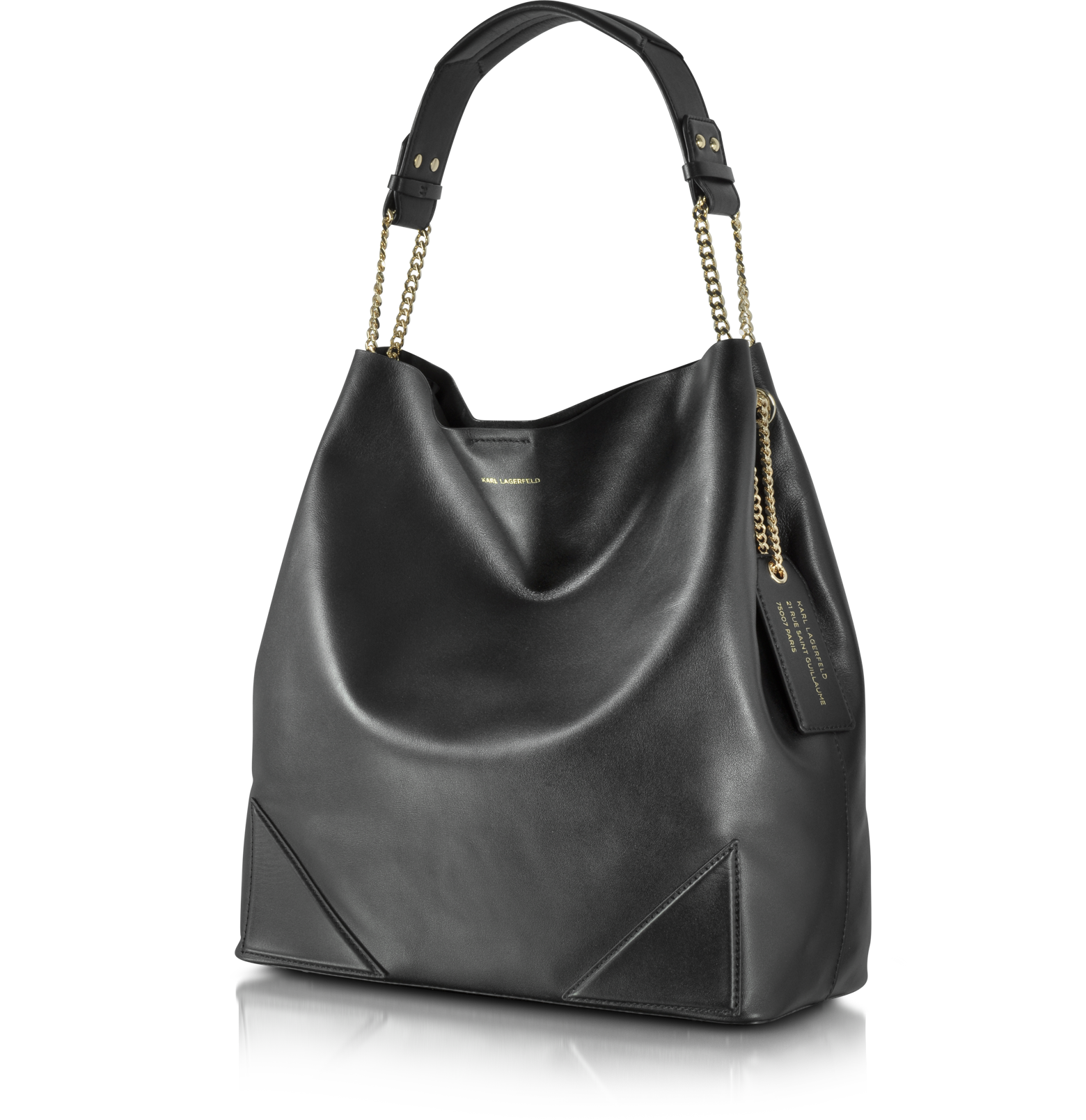Karl Lagerfeld Black Leather K/Slouchy Hobo at FORZIERI