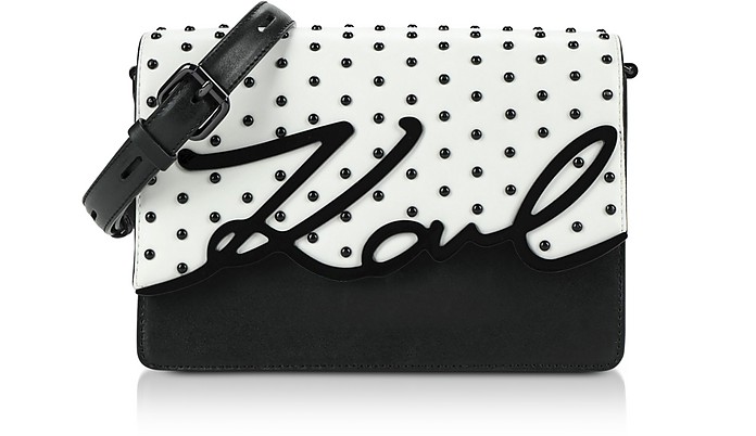 K/Signature Special Borsa a Spalla in Pelle Black&White - Karl Lagerfeld