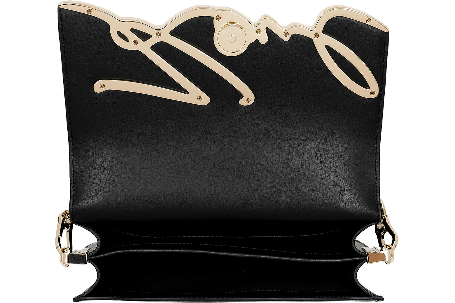 Karl Lagerfeld Black Leather K/Signature Shoulder Bag at FORZIERI