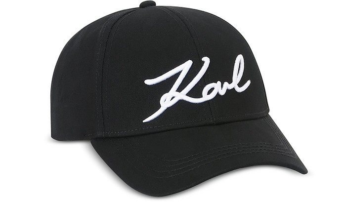 Cappello da Baseball K/Signature in Cotone Nero - Karl Lagerfeld