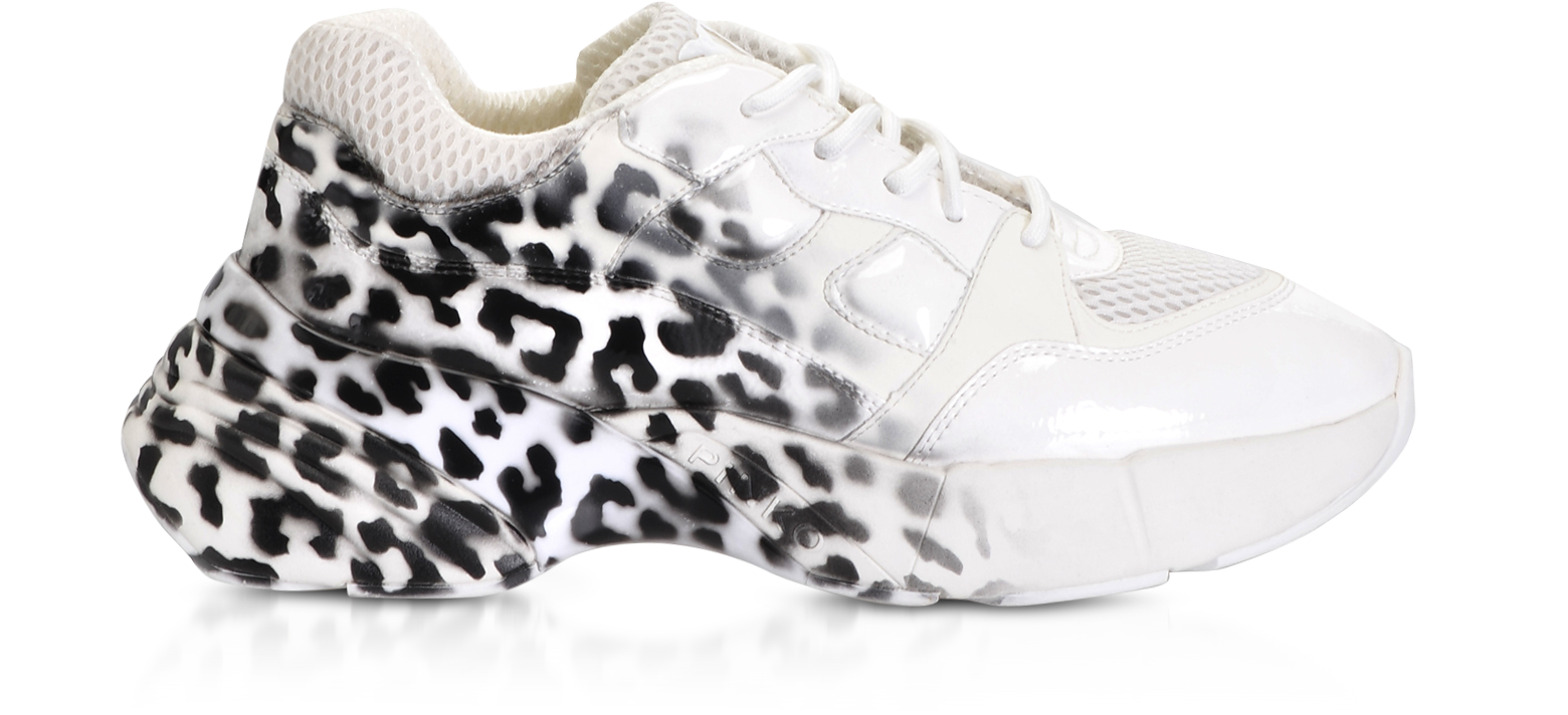 white sneakers with animal print