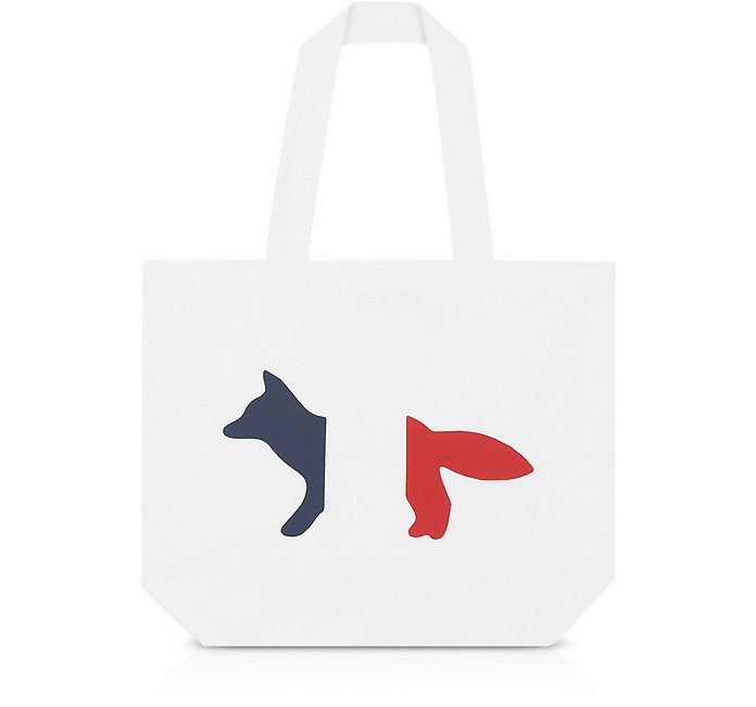 Tricolor Fox Patch Canvas Tote Bag - Maison Kitsuné / ]Lcl