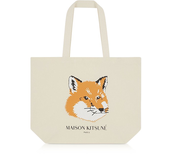 Ecru Fox Head Tote Bag - Maison Kitsuné