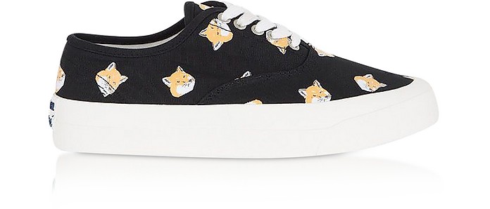 All-Over Fox Head Laced Sneakers - Maison Kitsuné