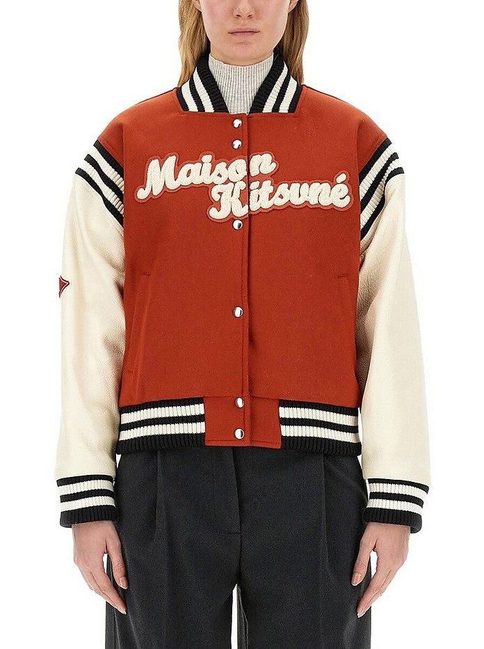 Varsity Jacket With Logo - Maison Kitsuné