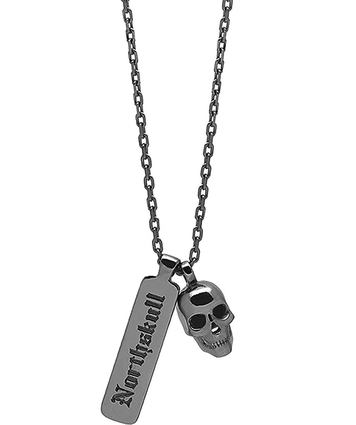 Atticus Skull Tag Gunmetal Plated Steel Men's Necklace - Northskull