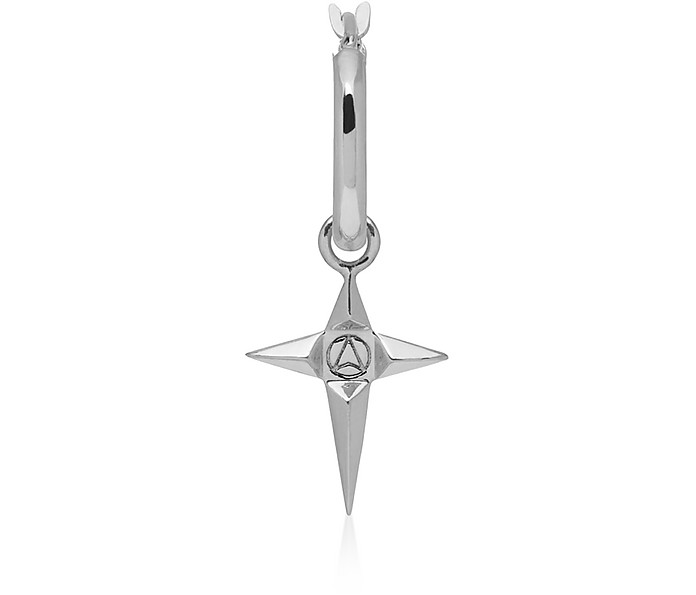 Star Hoop Oxidized Sterling Silver Single Unisex Earring - Northskull