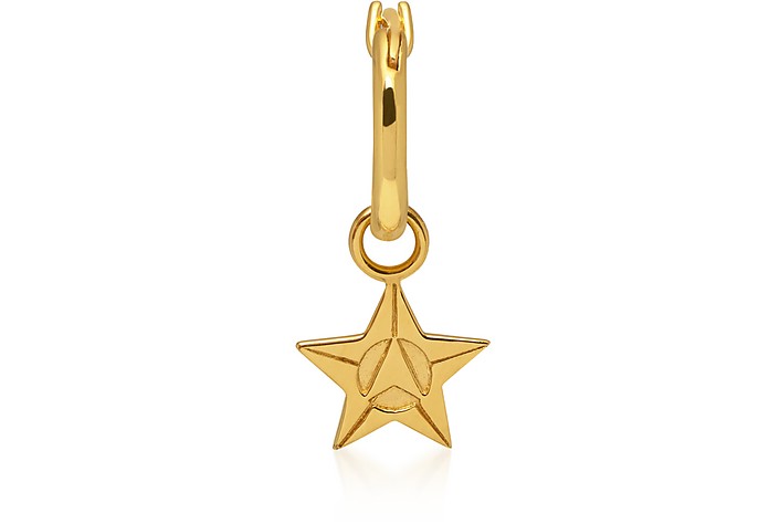 Star Hoop 18 Kt. Gold Vermeil on Sterling Silver Single Unisex Earring - Northskull