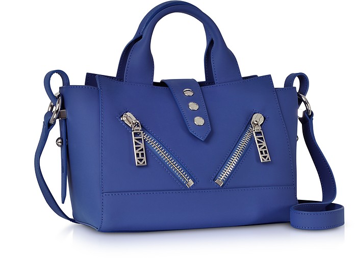 Kenzo Cobalt Blue Small Kalifornia Gommato Leather Handbag at FORZIERI