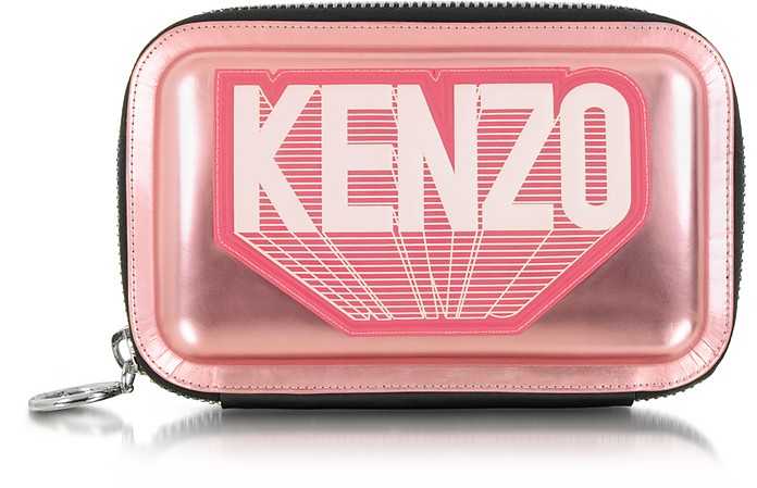 Kenzo Pink Metallic Leather Kenzo Clutch at FORZIERI