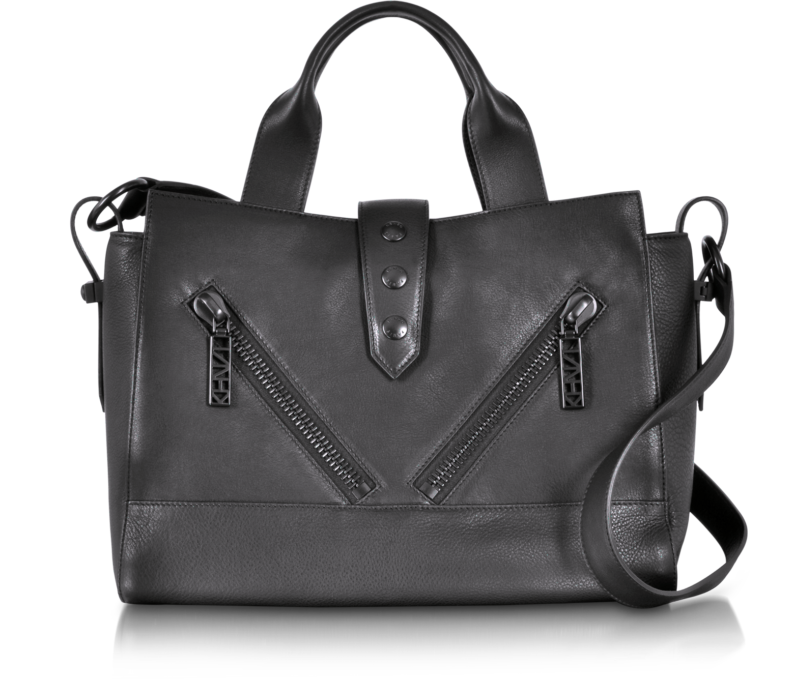 Kenzo Medium Kalifornia Black Leather Handbag at FORZIERI