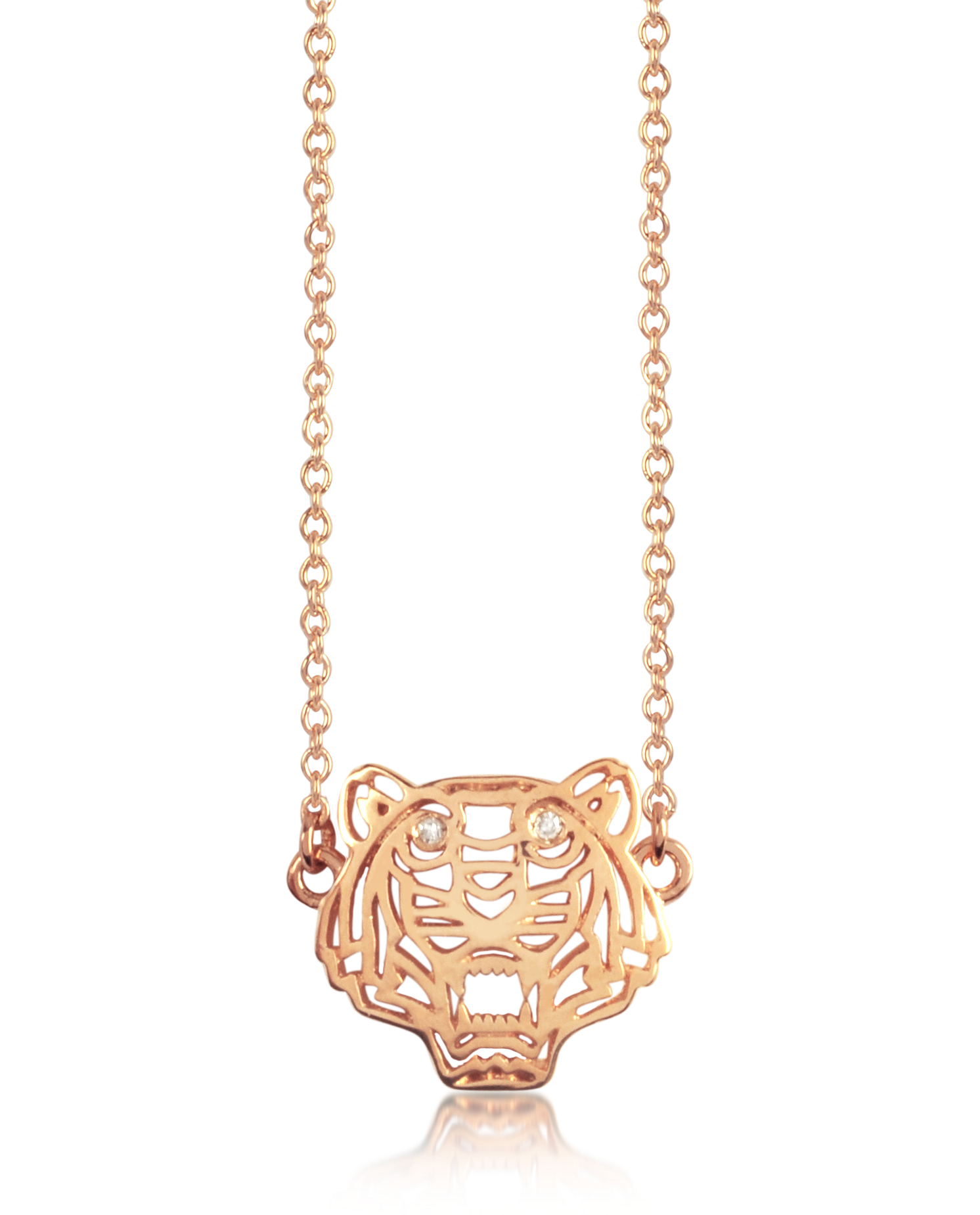 Kenzo Rose Gold Mini Tiger Necklace at 