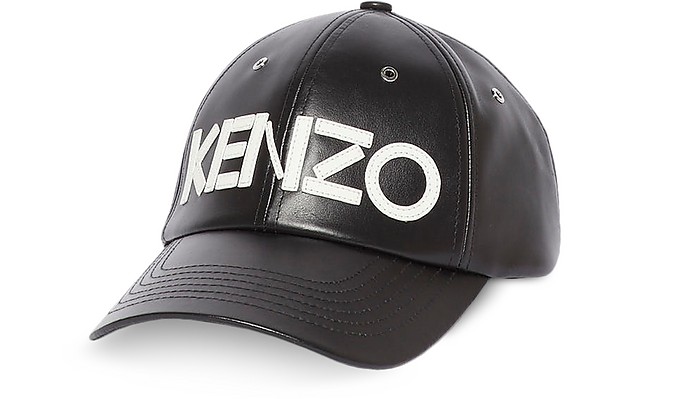 Black Leather Signature Baseball Cap - Kenzo 
