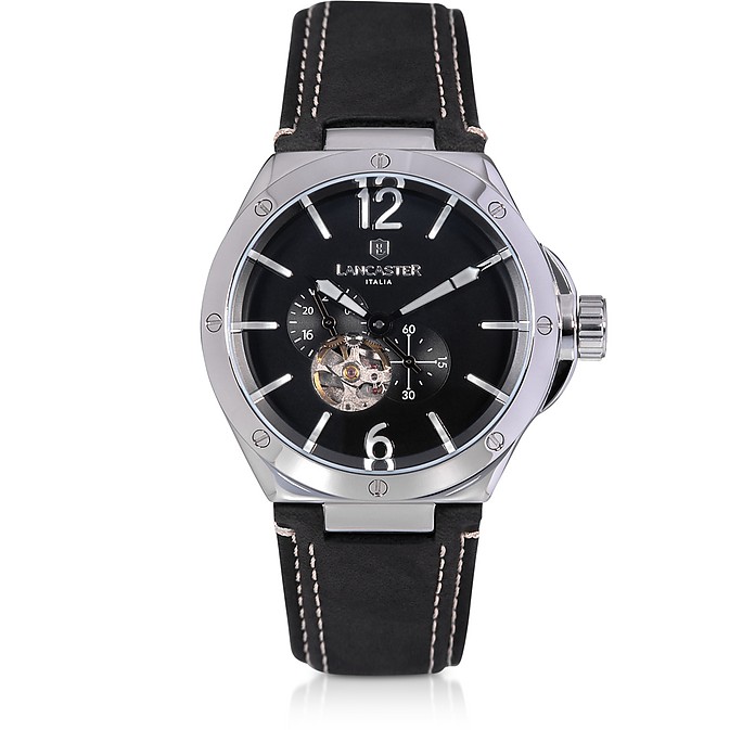 Space Shuttle Meccanico Stainless Steel and Black Nubuck Men's Watch - Lancaster