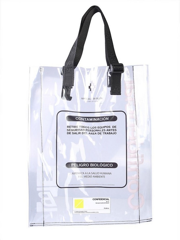 Warning Transparent PVC Shopping Bag - Marcelo Burlon