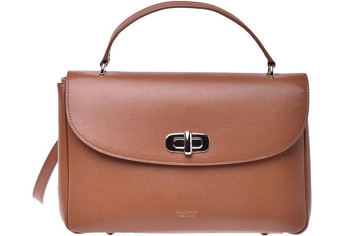 Handbag in tan saffiano leather - Baldinini