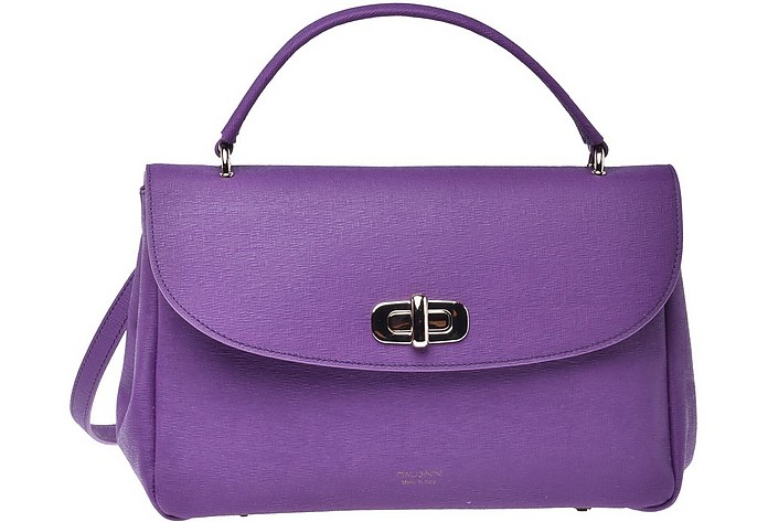 Handbag in purple saffiano leather - Baldinini