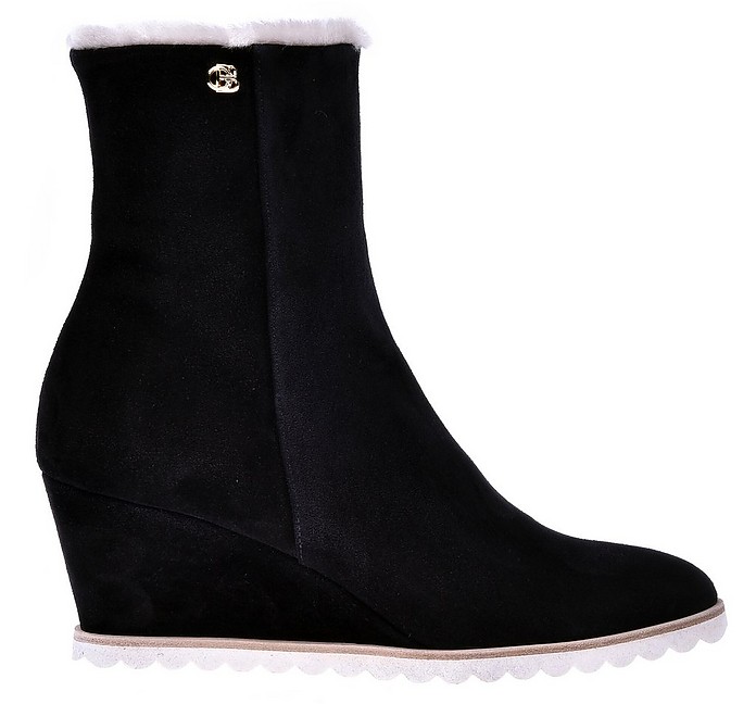 Baldinini Black suede wedge ankle boots 36 IT/EU at FORZIERI