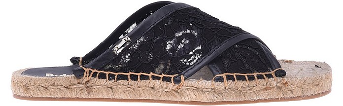 Hearing impaired how to use Medic Baldinini / バルディニーニ 38 (8 US | 25 JP | 38 EU) Espadrilles in black nappa  leather and lace - FORZIERI