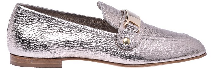 Tumbled calfskin loafers in platinum - Baldinini