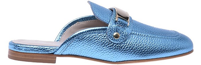 Tumbled calfskin loafers in blue - Baldinini