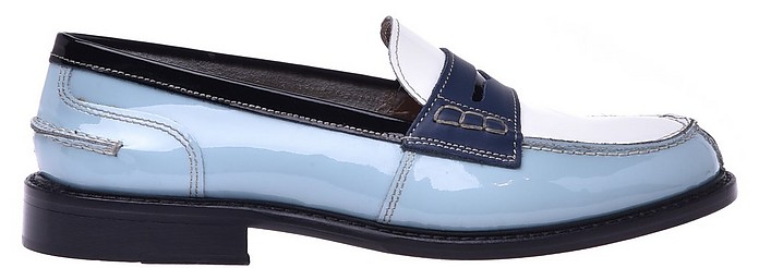 Patent leather loafers in blue - Baldinini
