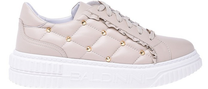 Low-top trainers in vanilla quilted nappa - Baldinini
