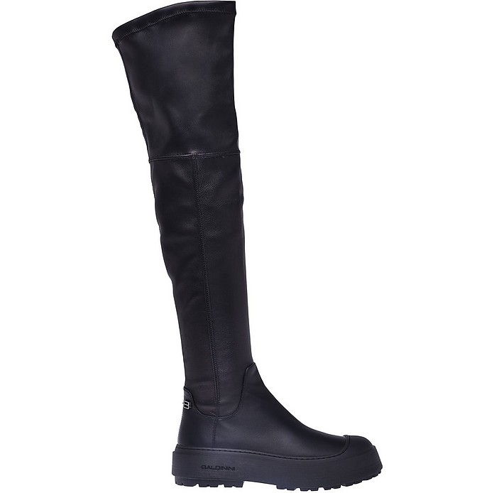 Black stretch nappa over-the-knee boots - Baldinini