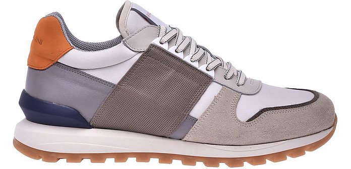 Trainers in taupe fabric and suede - Baldinini