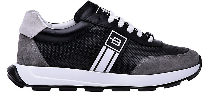 Perforated leather trainers in black - Baldinini