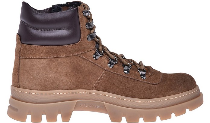 Ankle boot in tan split leather and calfskin - Baldinini