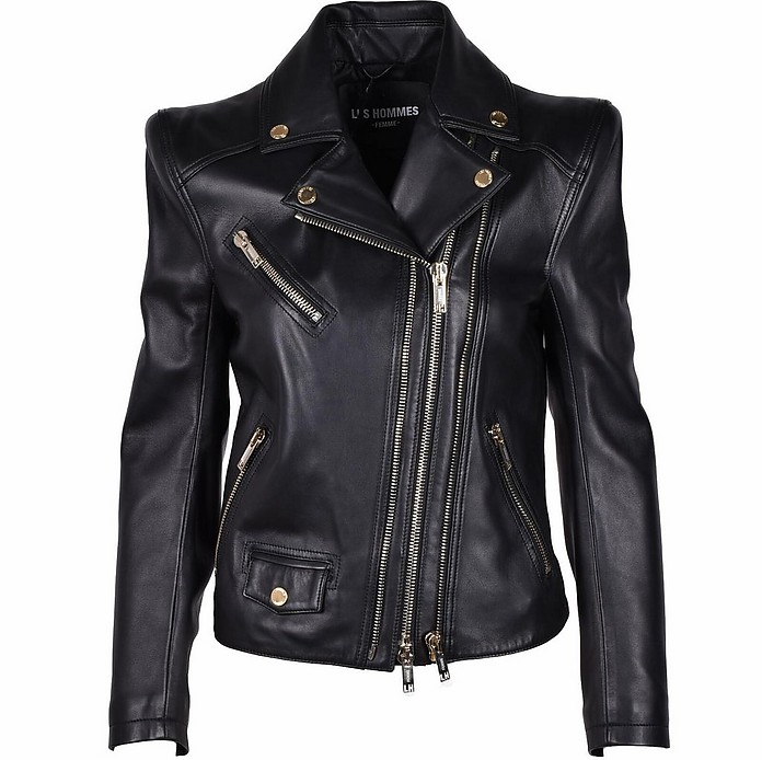 Women's Black Leather Jacket - Les Hommes