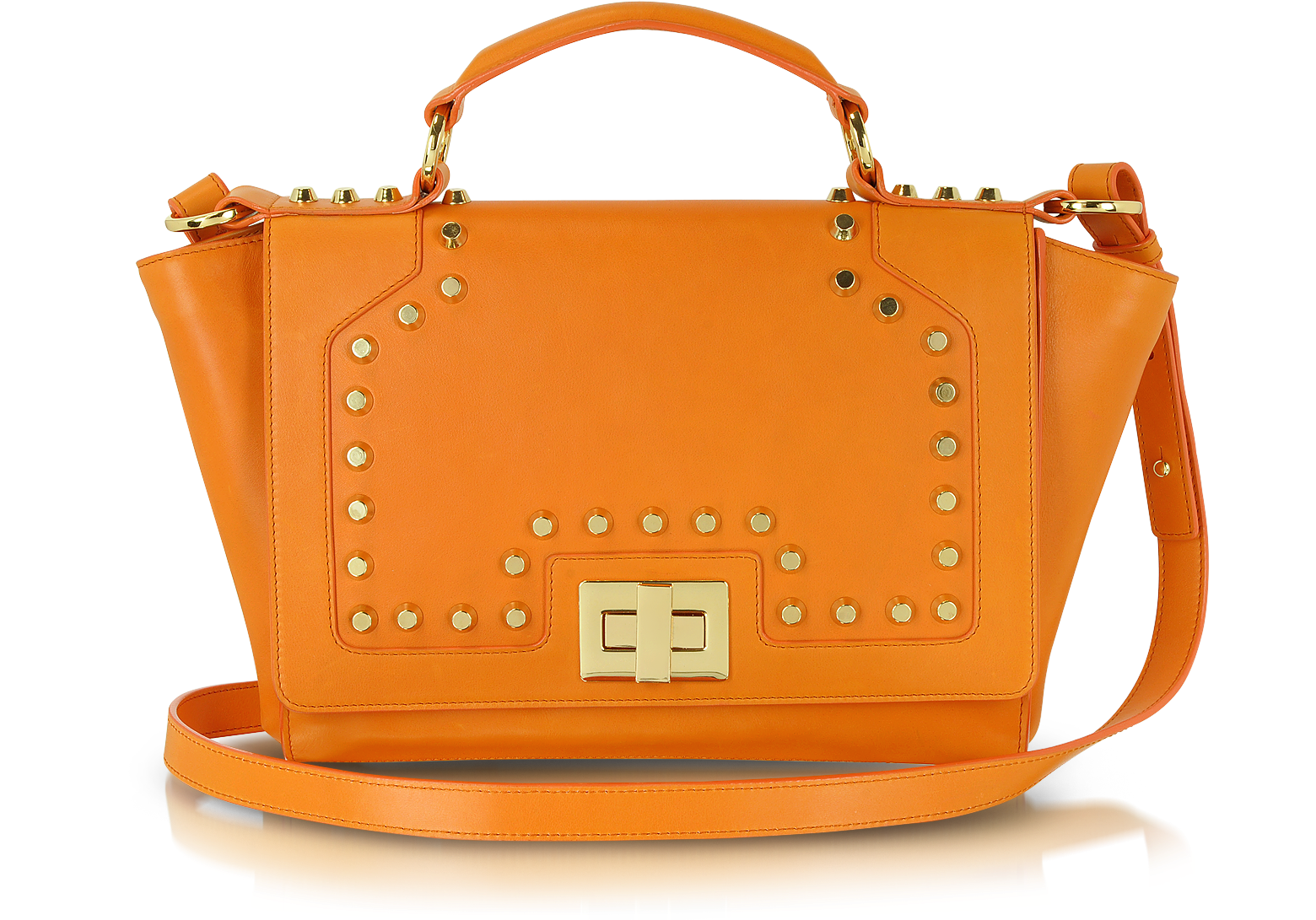 Leonardo Delfuoco Studded Orange Leather iPad Bag at FORZIERI