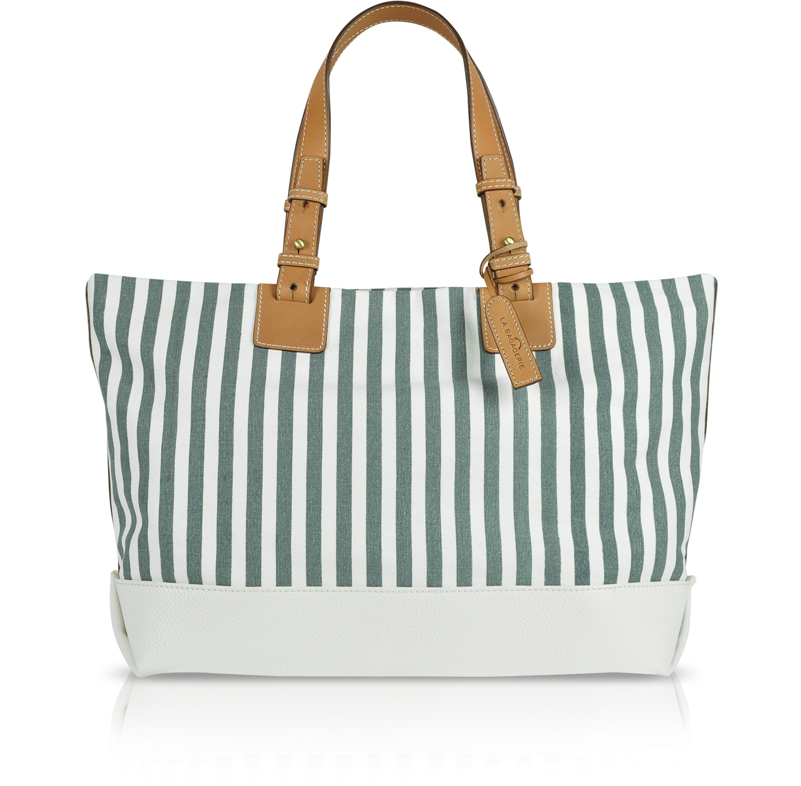 La Bagagerie Striped Canvas and Leather Tote at FORZIERI