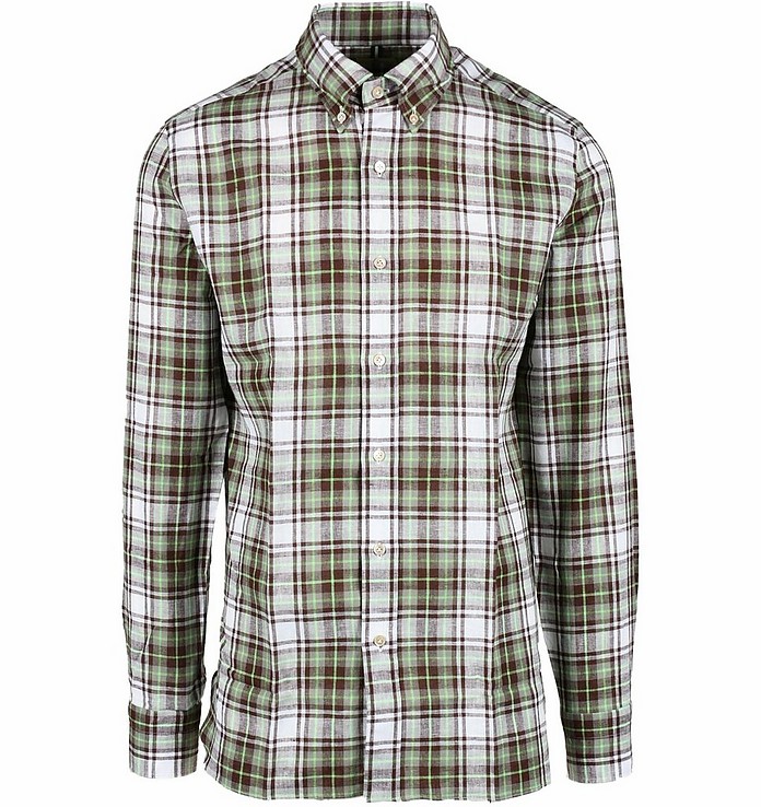 Men's Green / Brown Shirt - Luigi Borrelli Napoli
