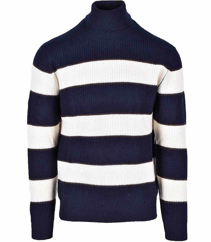 Men's Blue / White Sweater - Luigi Borrelli Napoli