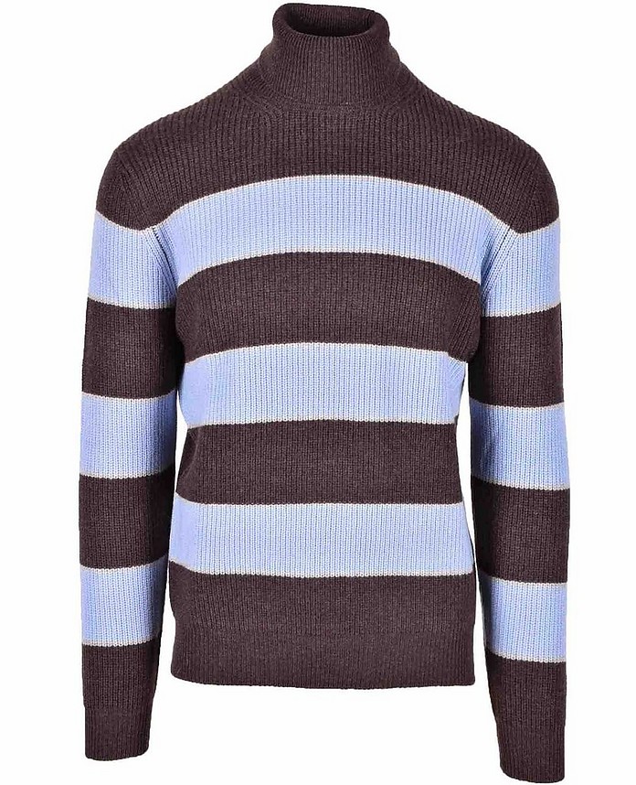 Men's Brown / Sky Blue Sweater - Luigi Borrelli Napoli