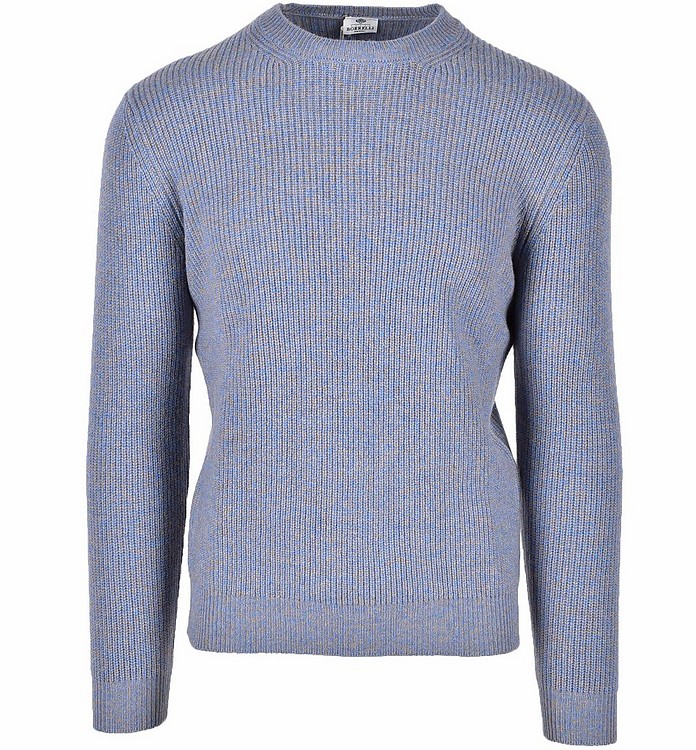 Men's Light Blue / Beige Sweater - Luigi Borrelli Napoli