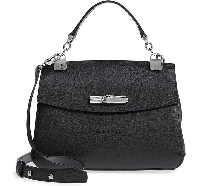 Madeleine Black Leather Top Handle Satchel Bag - Longchamp